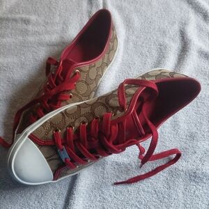 Coach Women's Red and Brown Sneakers